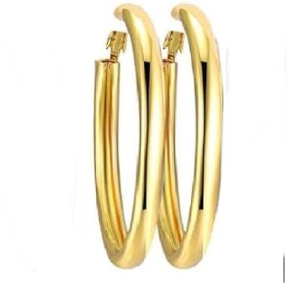 Chunky Gold  Hoop Earrings - Picture 1 of 2